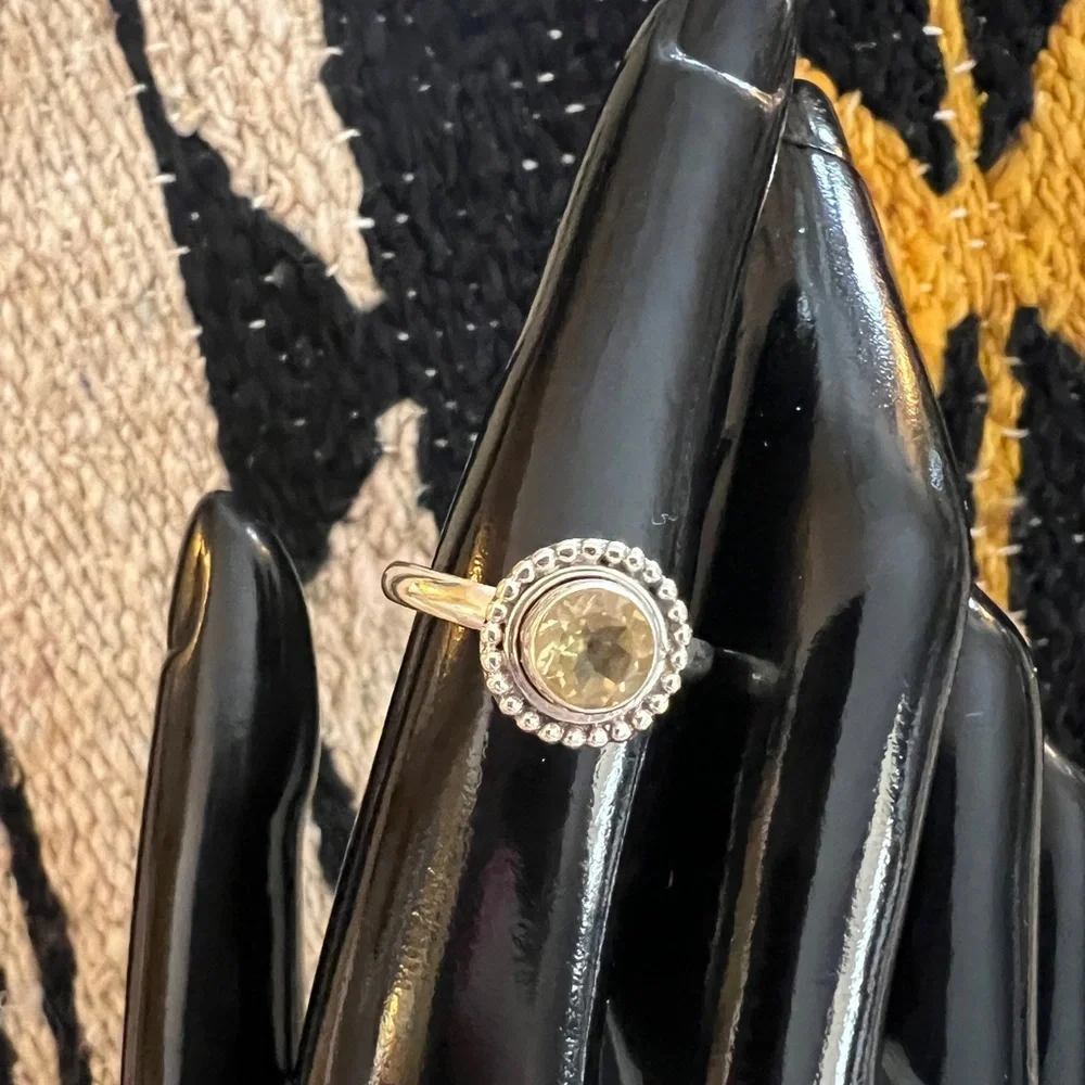 ❤️ Citrine Sterling Silver 925 Bohemian Hippie Style Ring Size 8.25